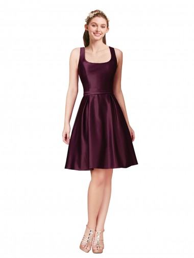 Knee Length Sleeveless Satin A-Line Prom Dress Canada Online