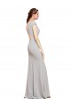 Long Sleeveless Stretch Crepe Dark Navy Boat Neck A-Line Prom Dress Canada Online