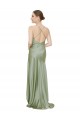 Long Sleeveless Silky Satin Smoke Green A-Line High Low Prom Dress Canada Online