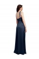 Long Sleeveless Stretch Satin Dark Navy A-Line Low Back Prom Dress Canada Online