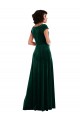 Long Cap Sleeves Stretch Velvet Dark Green A-Line Black Tie Prom Dress Canada Online