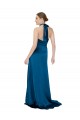 Long Sleeveless Silky Satin Peacock Blue A-Line Prom Dress Canada Online