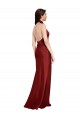 Long Sleeveless Stretch Satin Burgundy A-Line Black Tie Prom Dress Canada Online