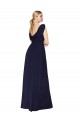 Long Sleeveless Soft Chiffon Dark Navy A-Line V-Neck Prom Dress Canada Online