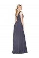 Long Sleeveless Soft Chiffon Dusty Blue A-Line Prom Dress Canada Online