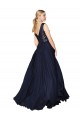 Long Sleeveless Soft Chiffon & Sequin Dark Navy A-Line Prom Dress Canada Online
