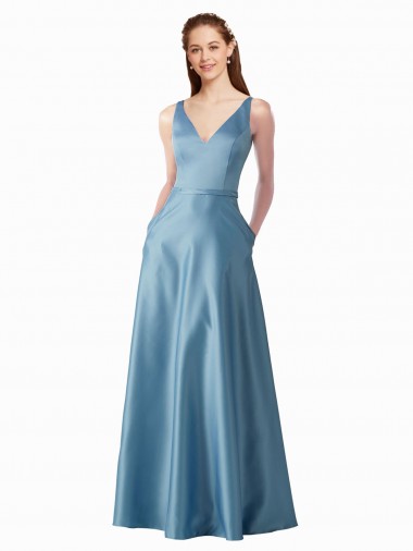 Long Sleeveless Satin A-Line Black Tie Prom Dress Canada Online
