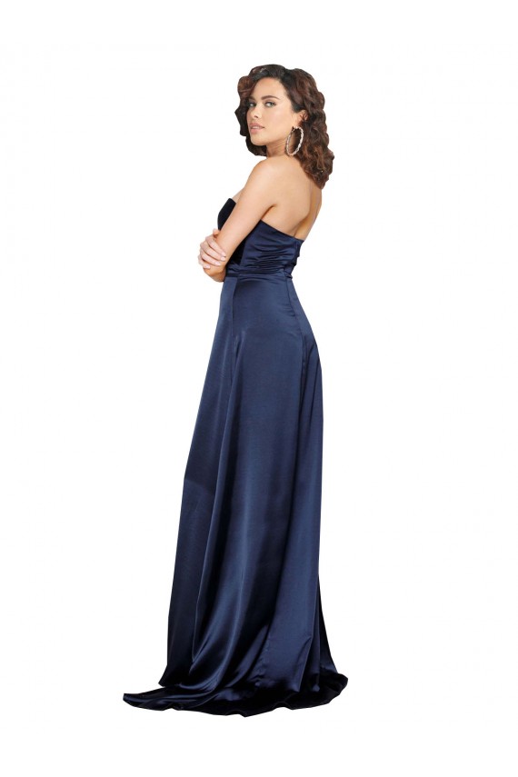 Long Sleeveless Silky Satin Sapphire Sweetheart A-Line Prom Dress Canada Online