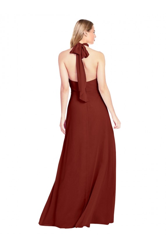 Long Sleeveless Soft Chiffon Burgundy A-Line Open Back Prom Dress Canada Online
