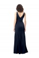 Long Sleeveless Stretch Crepe Dark Navy V-Neck A-Line Prom Dress Canada Online