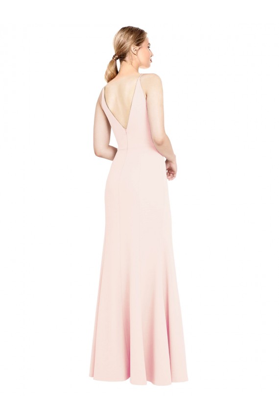 Long Sleeveless Stretch Crepe Pink A-Line Prom Dress Canada Online