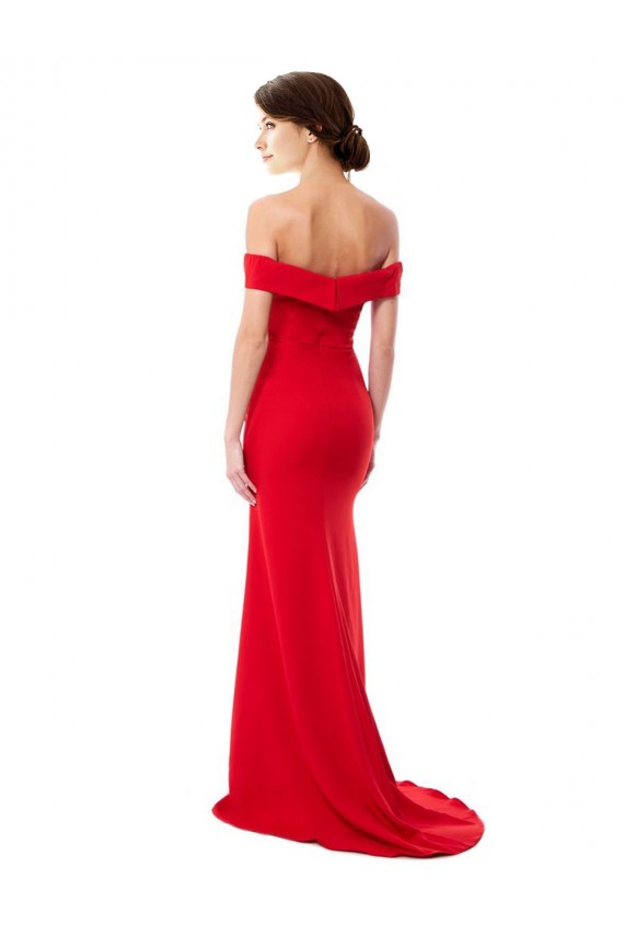 Long Sleeveless Stretch Crepe Red A-Line Prom Dress Canada Online