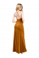 Long Sleeveless Stretch Velvet Gold A-Line Open Back Prom Dress Canada Online