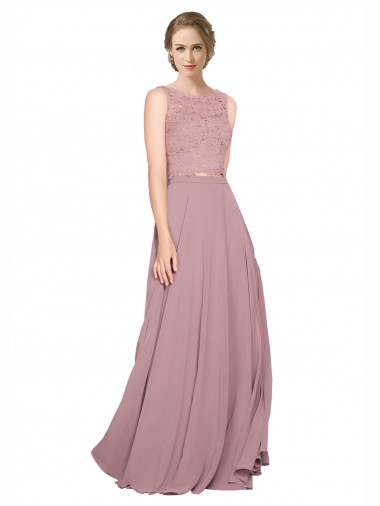 Long Sleeveless Soft Chiffon & Lace A-Line Black Tie Prom Dress Canada Online