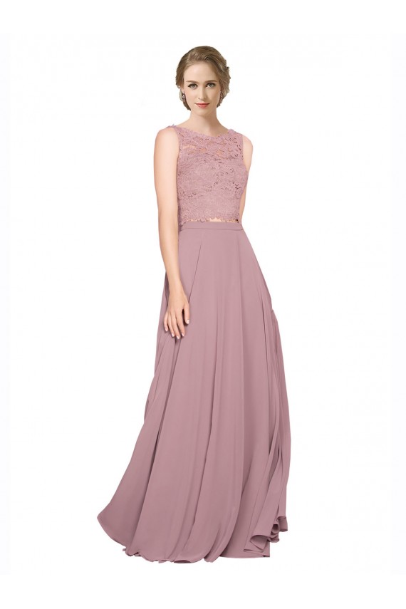 Long Sleeveless Soft Chiffon & Lace A-Line Black Tie Prom Dress Canada Online
