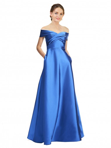 Long Sleeveless Satin A-Line Off the Shoulder Prom Dress Canada Online
