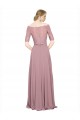 Short Sleeves Long Soft Chiffon & Lace A-Line Prom Dress Canada Online