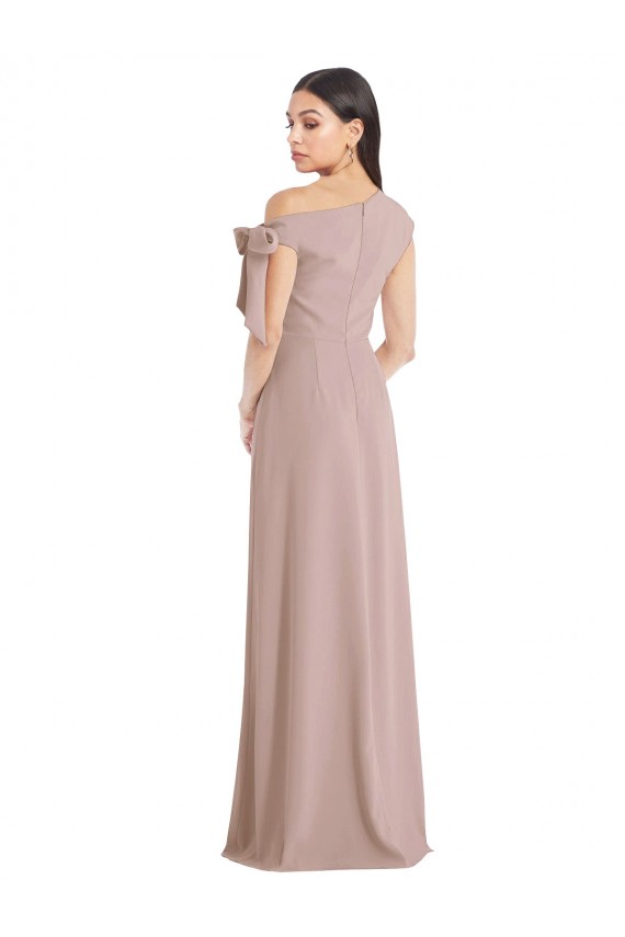 Long Sleeveless Stretch Crepe Dusty Pink A-Line Prom Dress Canada Online