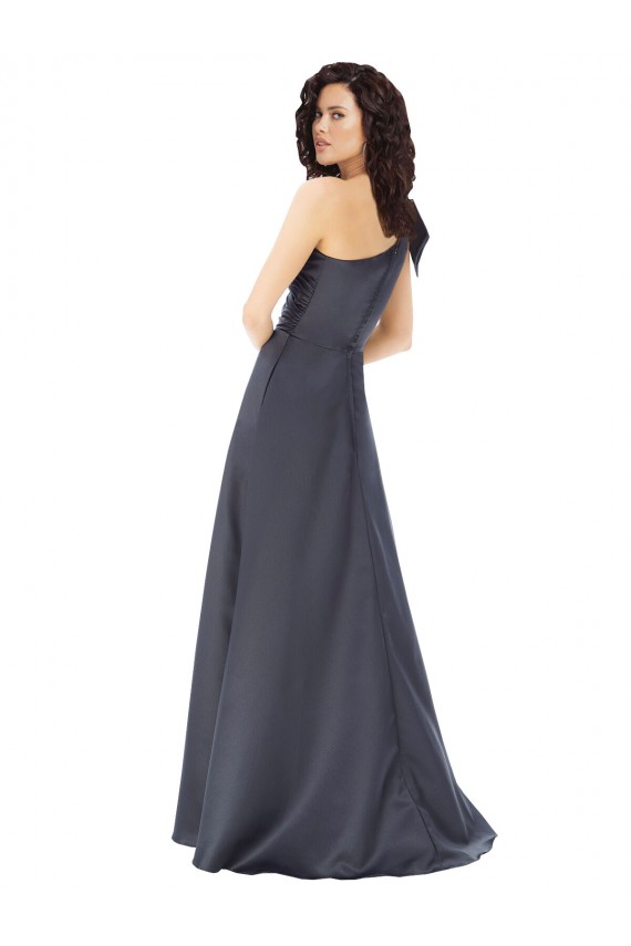 Long Sleeveless Satin Slate Grey A-Line Prom Dress Canada Online