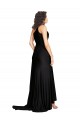 Long Sleeveless Silky Satin Black A-Line Black Tie Prom Dress Canada Online