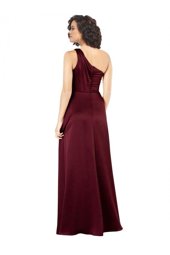 Long Sleeveless Silky Satin Burgundy A-Line Prom Dress Canada Online