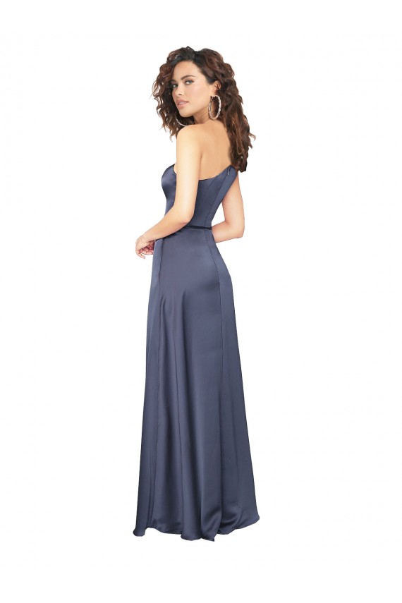 Long Sleeveless Silky Satin Dusk One Shoulder A-Line Prom Dress Canada Online