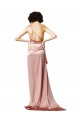 Long Sleeveless Silky Satin Dusty Pink One Shoulder A-Line Prom Dress Canada Online