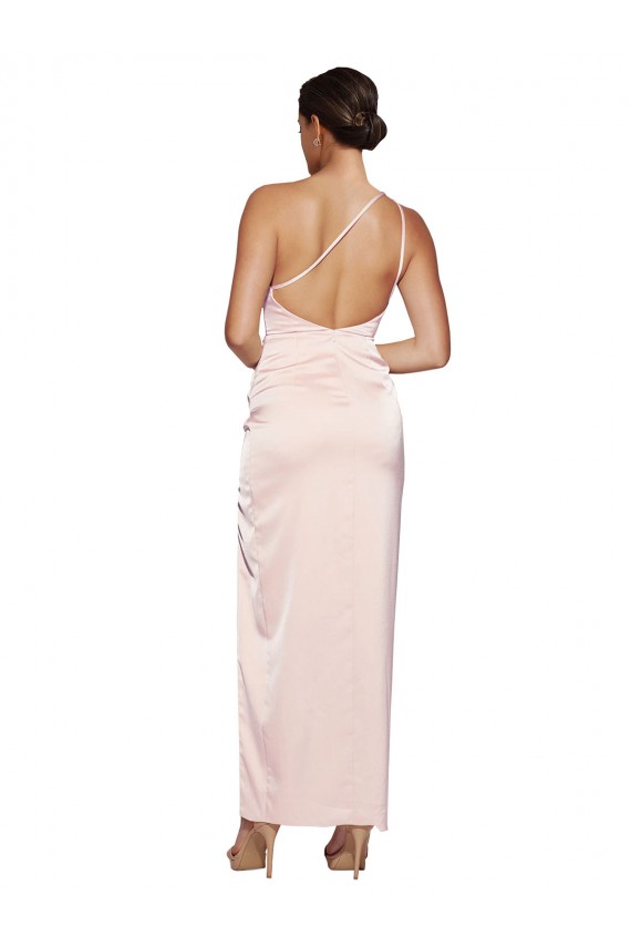 Long Sleeveless Silky Satin Pink A-Line Prom Dress Canada Online