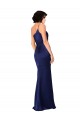 Long Sleeveless Silky Satin Sapphire A-Line Black Tie Prom Dress Canada Online