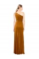 Long Sleeveless Stretch Velvet Gold One Shoulder A-Line Prom Dress Canada Online