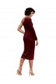 Midi Length Long Sleeves Stretch Velvet Burgundy A-Line Black Tie Prom Dress Canada Online