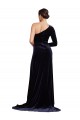 Sweep Train Long Sleeves Stretch Velvet Dark Navy A-Line Prom Dress Canada Online