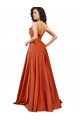 Sweep Train Sleeveless Silky Satin Burnt Orange A-Line Prom Dress Canada Online