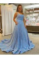 Court Train Sleeveless Velvet Sequin A-Line Prom Dress Canada Online