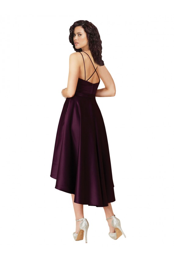 Short Sleeveless Satin Grape A-Line High Low Prom Dress Canada Online