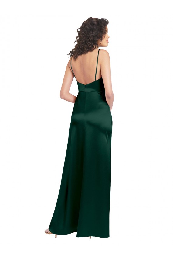 Long Sleeveless Stretch Satin Hunter Scoop Neck A-Line Prom Dress Canada Online