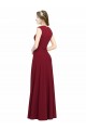 Long Sleeveless Stretch Crepe Burgundy Square Neck A-Line Prom Dress Canada Online