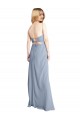 Long Sleeveless Stretch Crepe Smoke Blue Square Neck A-Line Prom Dress Canada Online
