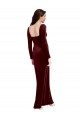 Long Long Sleeves Stretch Velvet Burgundy A-Line Prom Dress Canada Online