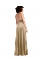 Long Sleeveless Stretch Velvet Champagne A-Line Low Back Prom Dress Canada Online