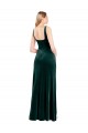 Long Sleeveless Stretch Velvet Dark Green A-Line Square Neck Prom Dress Canada Online