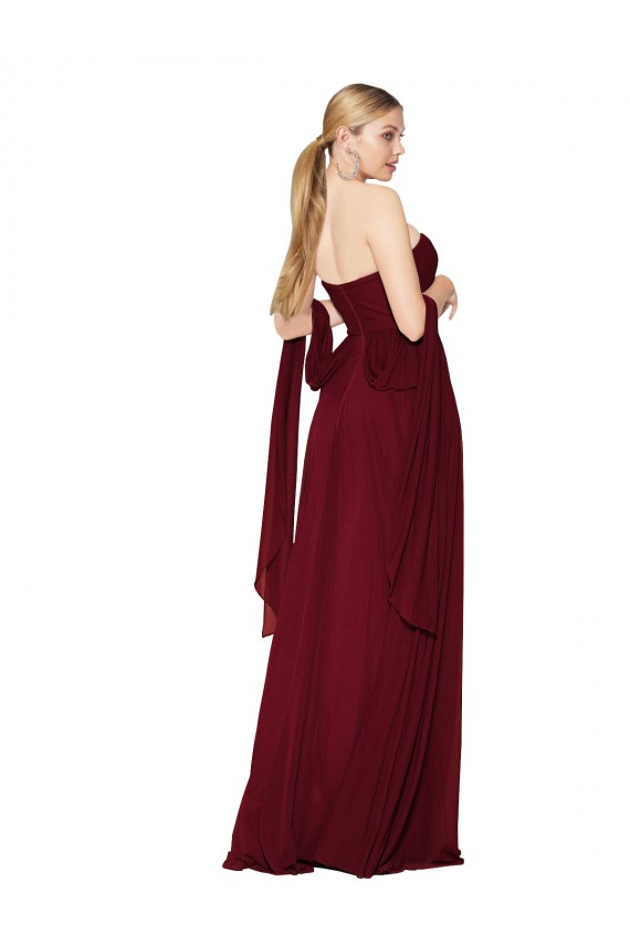Long Sleeveless Soft Chiffon Burgundy Sweetheart A-Line Prom Dress Canada Online