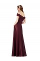 Long Cap Sleeves Satin Burgundy Gold A-Line Black Tie Prom Dress Canada Online