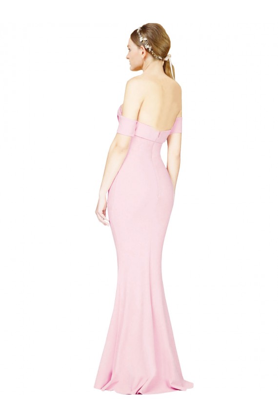 Long Sleeveless Stretch Crepe Pink Strapless A-Line Prom Dress Canada Online