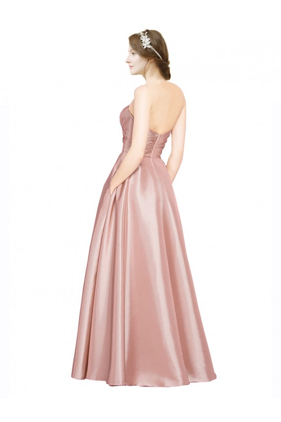 Long Sleeveless Stretch Satin A-Line Black Tie Prom Dress Canada Online