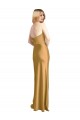 Long Sleeveless Stretch Satin Gold Strapless A-Line Prom Dress Canada Online