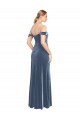 Long Sleeveless Stretch Velvet Dusty Blue A-Line Off the Shoulder Prom Dress Canada Online