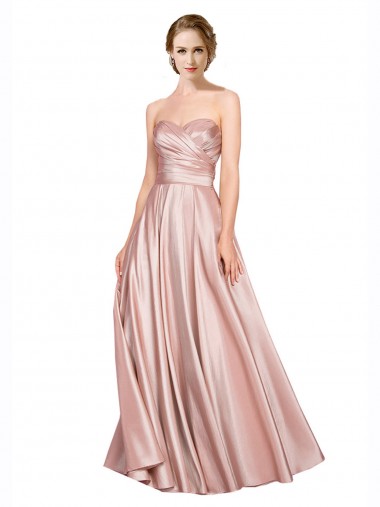 Long Sleeveless Stretch Satin A-Line Black Tie Prom Dress Canada Online
