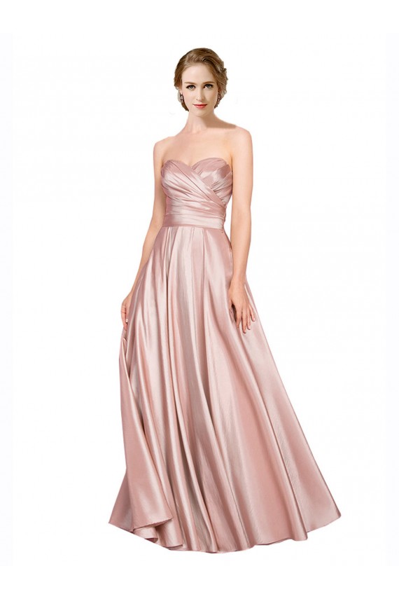 Long Sleeveless Stretch Satin A-Line Black Tie Prom Dress Canada Online