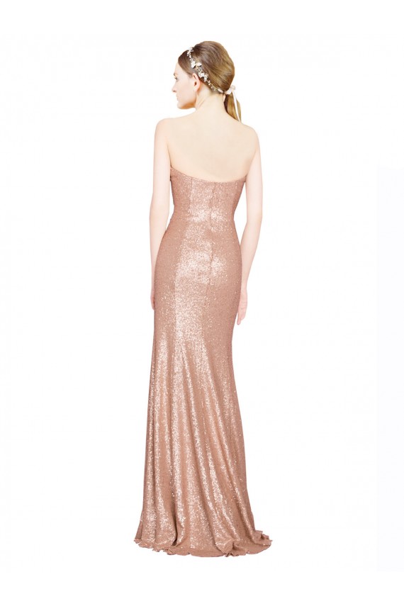 Long Sleeveless Sequin Rose Gold A-Line Prom Dress Canada Online